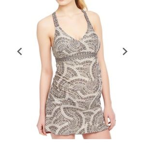 Geo Print Twist Back Maternity Tankini Swimsuit